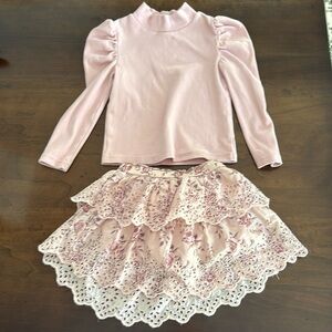 Baby Gap Love Shack Fancy skirt and sweater